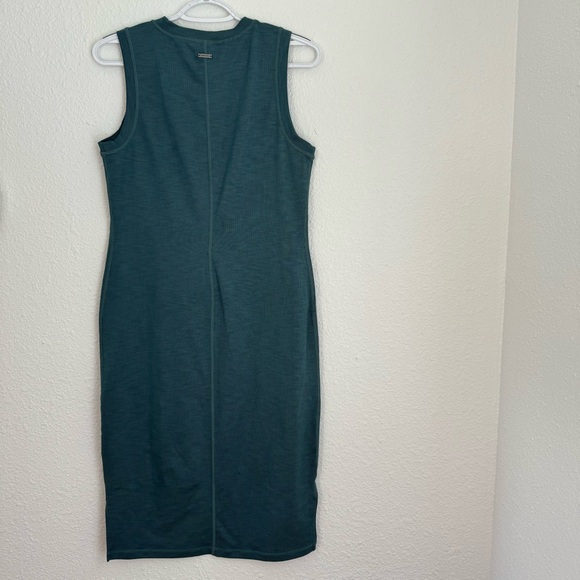 Prana Foundations Ribbed Marble Teal Turquoise Midi Dress Bodycon Stretch Size M - Picture 5 of 7